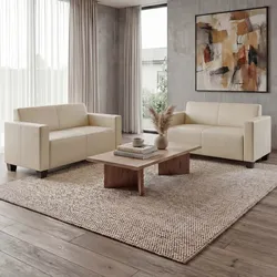 Sofa-Garnitur Couch-Garnitur 2x 2er Sofa Moncalieri Kunstleder ~ creme