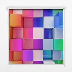 INNENROLLO - Fensterrollo - Rollo - 100x140 cm - Bunte 3D-Würfel