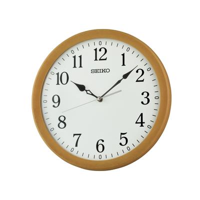 Wanduhr SEIKO, beige (braun), Wanduhren, Ø 29,5cm, Wanduhr, Quarzuhr, durchlaufende Sekunde, Büro, Esszimmer, Küche, Wohnzimmer