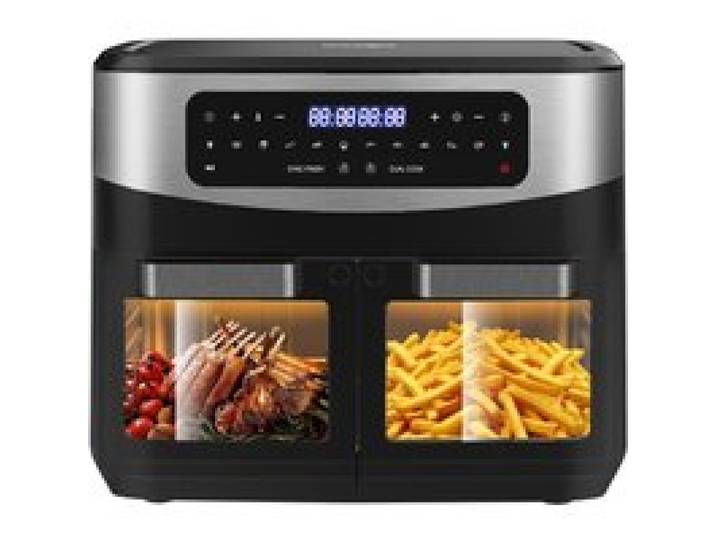Air Fryer 12 L 2600 W 10 Programmes 2 Tiroirs Fenêtre Écran Tactile LED Match Cook Smart Cook