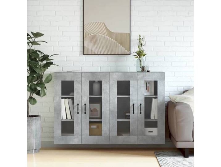 Buffet haut armoire commode Armoires murales 2 pcs Armoires murales 2 pcs gris béton - Bois d'ingénierie ABHT 1774900