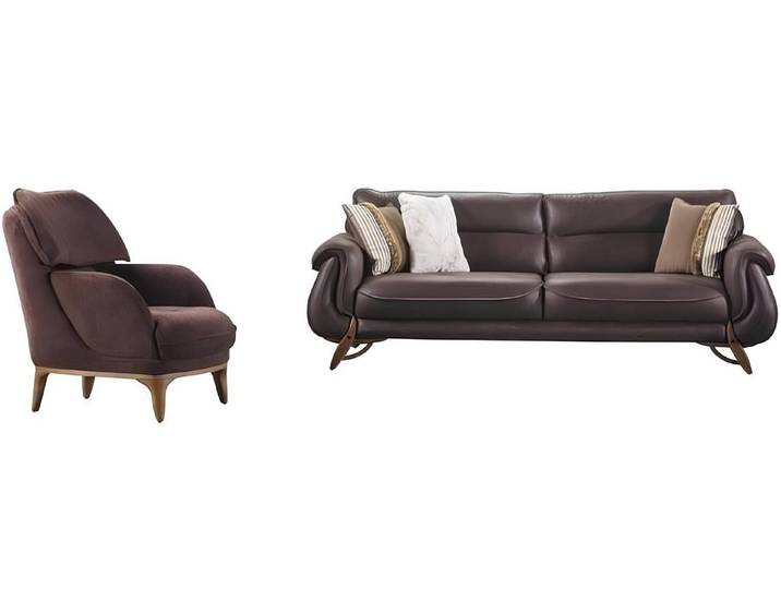 Xlmoebel Polstergarnitur Moderne Couchgarnitur in zeitlosem Design mit Loungesessel, (Couchgarnitur, 2-tlg., 3-Sitzer Sofa + Sessel), Hergestellt in Europa