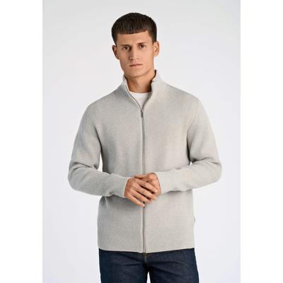 Cardigan LINDBERGH "Cardigan Relaxed Fit", Herren, Gr. XL, grau (lt grau mel), Obermaterial: 80% Baumwolle, 20% Polyester, unifarben, Strickjacken
