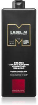 label.m Organic Orange Blossom Volumising Shampoo champô natural para dar volume ao cabelo 1000 ml. Organic Orange Blossom Volumising Shampoo