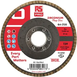 RS PRO, Schleifmittel, Zirkoniumdioxid Lamellenscheibe Ø 125mm, Korngrösse P120 (P120)
