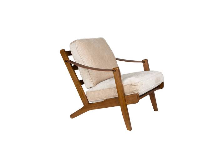 Massivholz Design Loungesessel „Washington“ Mangoholz Burgundrot Dutchbone