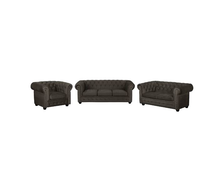 Polstergarnitur II 3-2-1 Braun/Kokosnuss Braun Webstoff Glamour