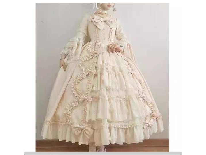 Robe de princesse Lolita grande taille, jupe bouffante en patchwork de dentelle et de mousseline, avec nœud, robe grande taille