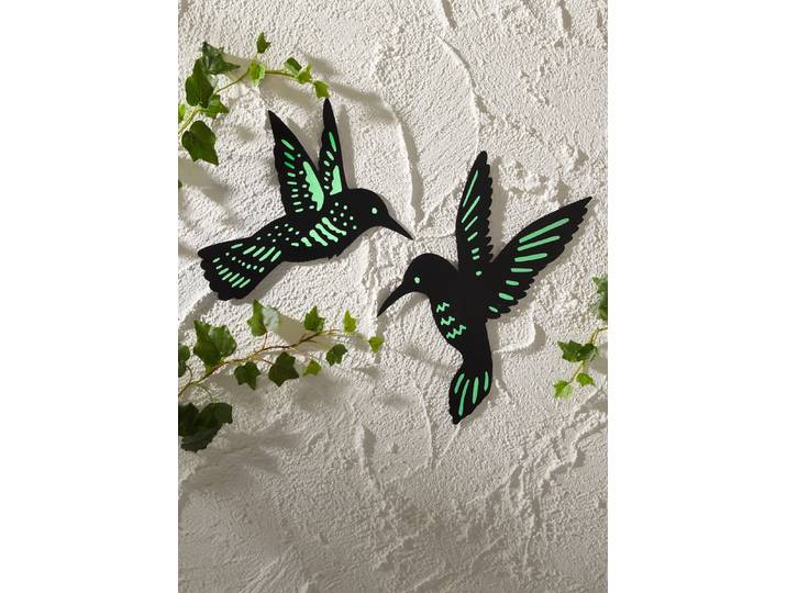 Wanddeko Kolibri 2er-Set nachtleuchtend, Schwarz
