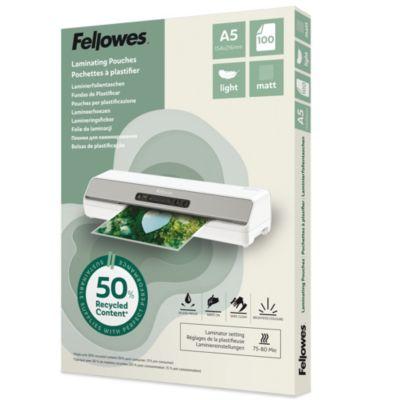 Fellowes® Laminierfolien, Format A5, Folienstärke 80 µ, Recycling-PET, transparent-matt, 100 Stück