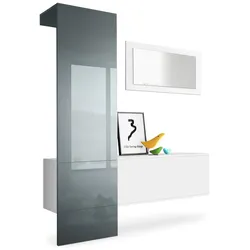 GARDEROBE Carlton Paneel in Grau Hochglanz