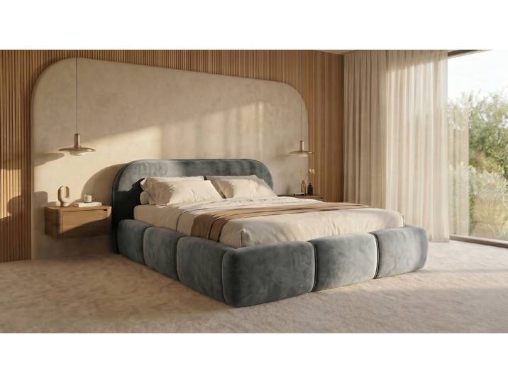 yourhouse24 Polsterbett Design-Polsterbet – Wolkenbett in Magic Velvet Samt, Voluminöses Chunky-Design mit weichen Kanten