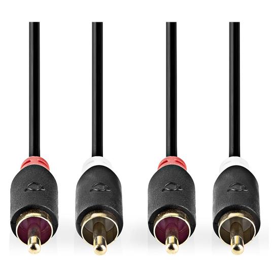 Nedis Stereo-Audiokabel | 2x RCA Stecker | 2x RCA Stecker | Vergoldet | 0.50 m | Rund | Anthrazit | (0.50 m, Cinch Kabel) (CABW24200AT05)