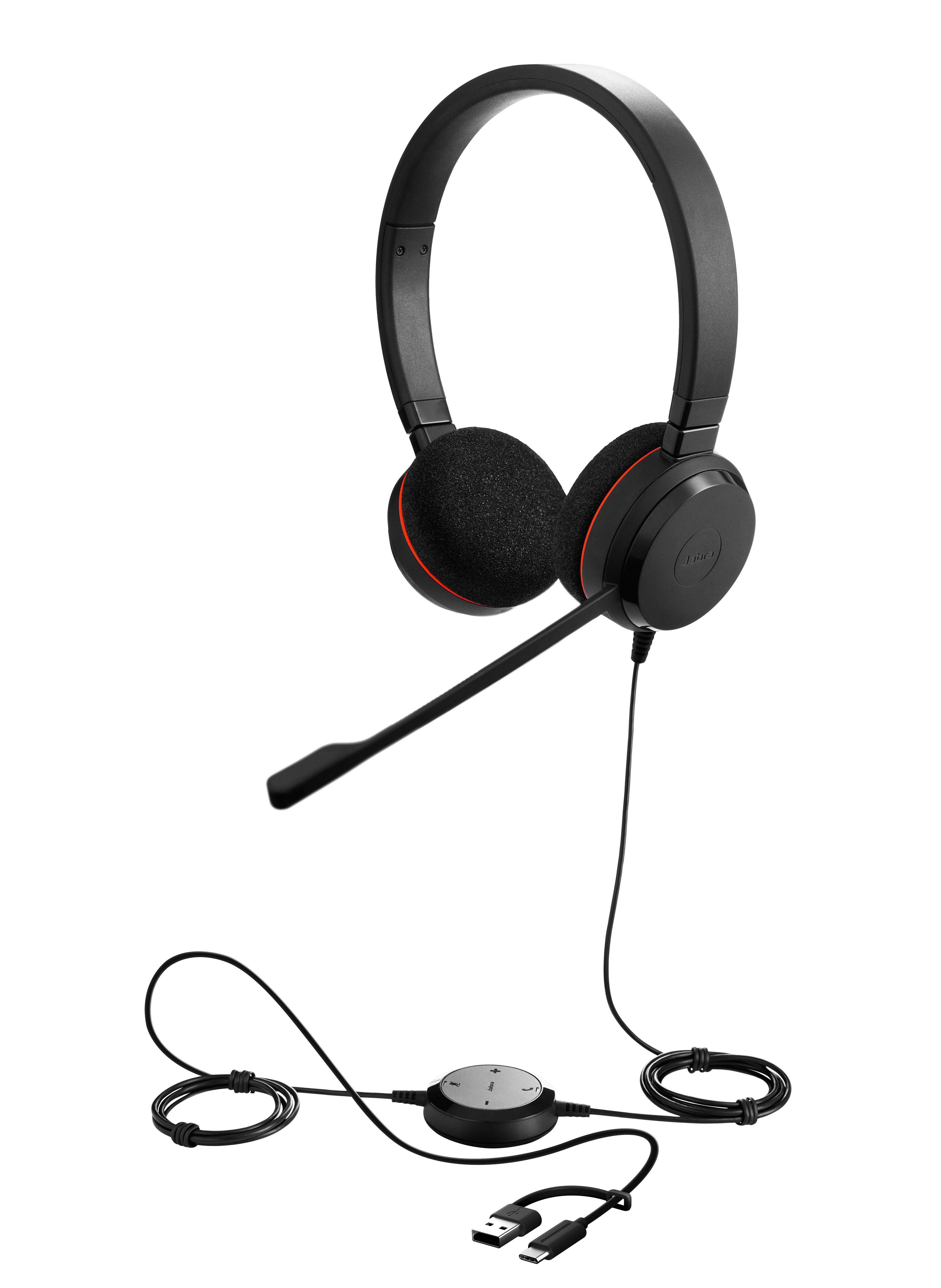 Jabra Evolve 20 SE Stereo Headset Schwarz - USB-C/A, UC-Version, Mikrofon mit Geräuschunterdrückung
