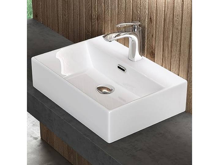 doporro Lavabo à Poser Vasque Suspendu Lave-Mains Blanc 51x36x13cm Céramique\, pour Salle de Bain\, Brüssel206