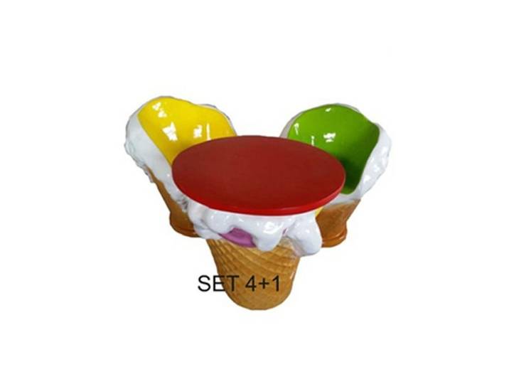 JVmoebel Kindersitzgruppe Eisdielenmöbel-Set aus langlebigem Material mit bunten Farbakzenten, (5-tlg), Made in Europa