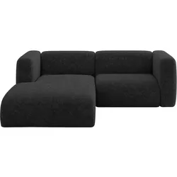 ECKSOFA Ottomane Links MIRA-L1 227x179x89 Schwarz Velours