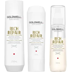 600ml Goldwell Dualsenses Rich Repair Set (Shampoo 250ml + Conditioner 200ml + Serum Spray 150ml)