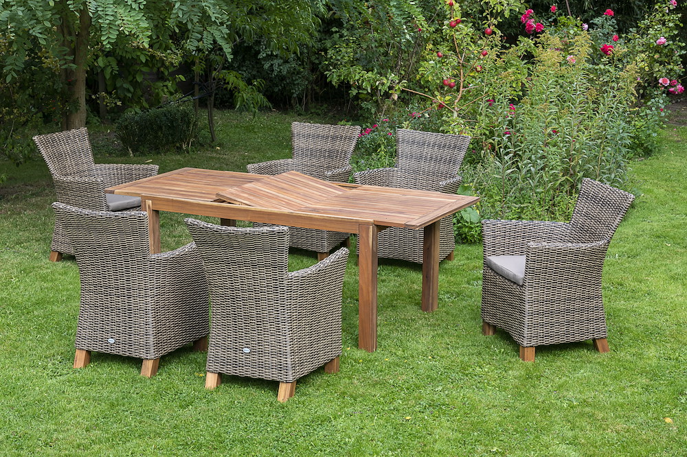 MERXXHANDELS Toskana Set 13tlg 6 Sessel Tisch 150(200)x90cm Auflagen 16909544