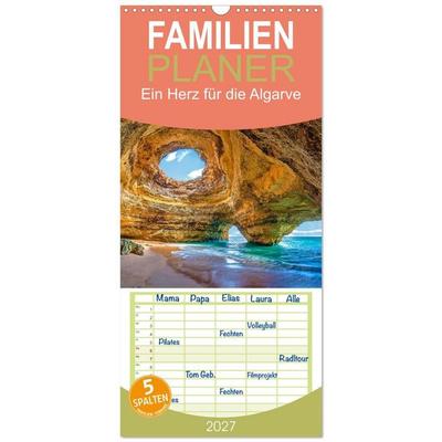 Familienplaner 2027 - Ein Herz für die Algarve mit 5 Spalten (Wandkalender, 21 x 45 cm) CALVENDO
