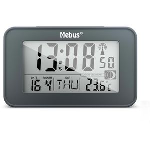 Mebus Wecker 51460 anthrazit, digital, Thermometer, Datumsanzeige, Funkuhr