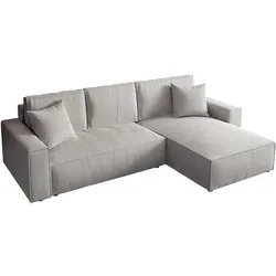 ECKSOFA Parys mit Schlaffunktion und universeller Ottomane, hellgrau