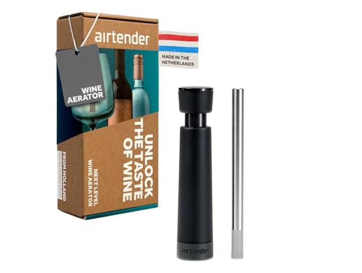 Airtender Aérateur de Vin en Acier Inoxydable – Aération parfaite\, garde le vin frais plus longtemps\, sans BPA ni BPS\, compatible lave-vaisselle. Idéal pour les amateurs\, livré en boîte cadeau.