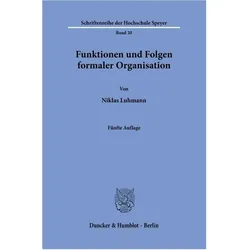 Funktionen und Folgen formaler Organisation, Fachbücher von Niklas Luhmann