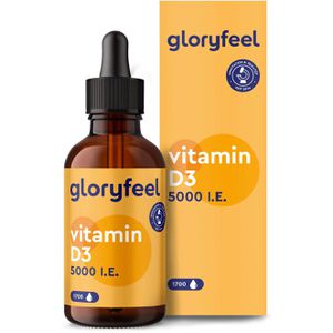gloryfeel Vitamin-D 50 ml, für 1700 Tropfen, Vitamin D3, hochdosiert, je Tropfen 5000 I.E.