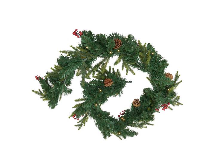 Atmosphera Createur d´interieur Weihnachtsgirlande Beeren & Zapfen 180 cm, Grün, Kunststoff, 15 cm, Dekoration, Weihnachtsdekoration, Dekoblumen