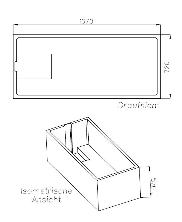 Neuesbad Wannenträger für Vitra S 50 KFW 170x70 SW85156