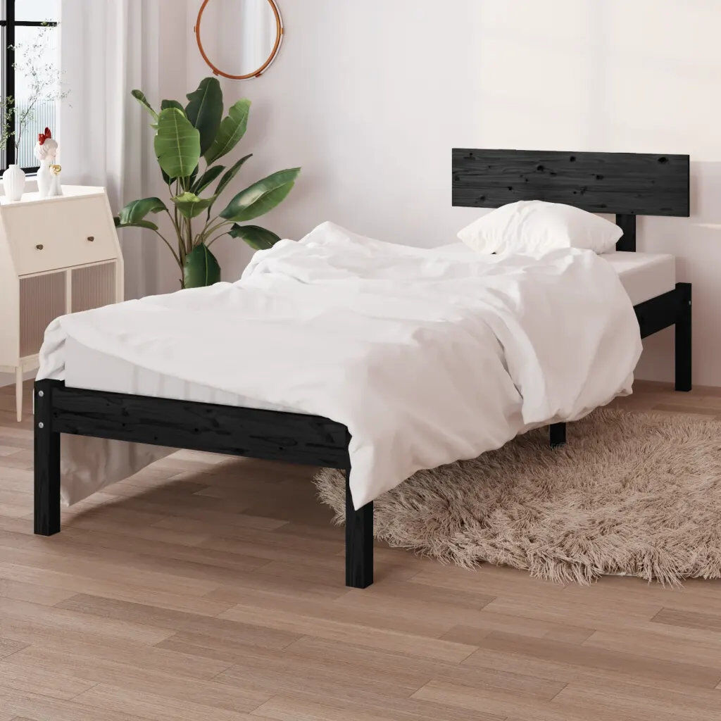 Ebern Designs Garric Solid Wood Bed black Single (3')