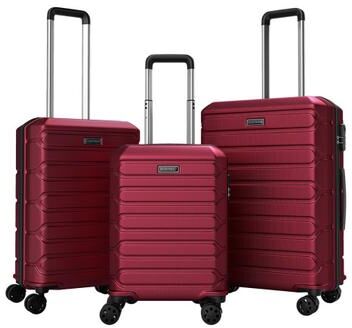 Costway 3-Piece Hardside Luggage Set Lightweight Hardside Suitcases with 8-Spinner Wheels-Red