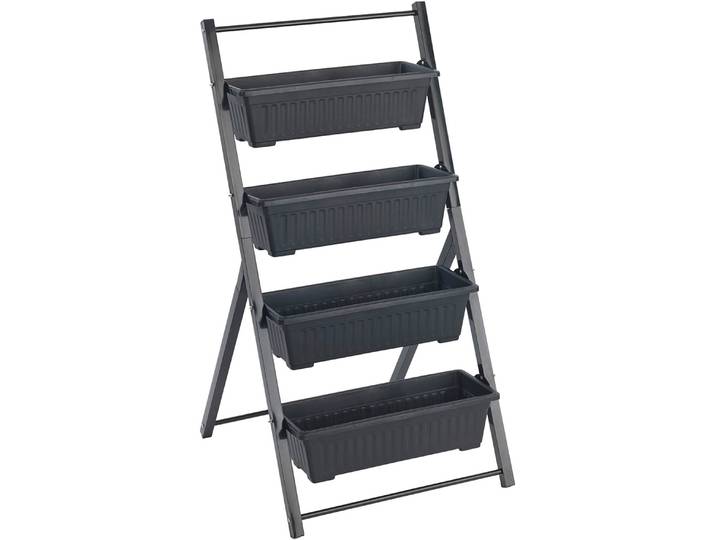 Hochbeet MAXIMEX Vertikales Hochbeet 4 Etagen , schwarz, B:56,5cm H:108cm T:62cm, Kunststoff, Metall, Pflanzgefäße, Hochbeet, vertikales Hochbeet für Balkon & Terrasse, herausnehmbare Pflanzkästen
