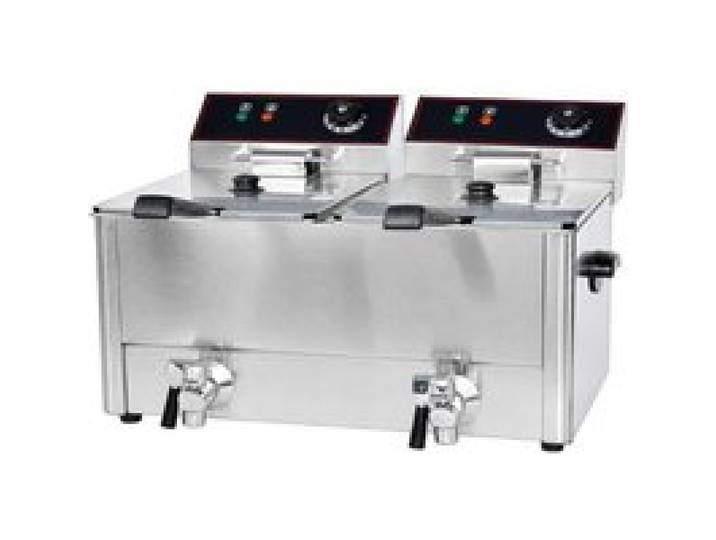 Friteuse Électrique Professionnelle 2 x 8 Litres – Double Cuve – 2 Paniers – Vanne de Vidange – 7200 W