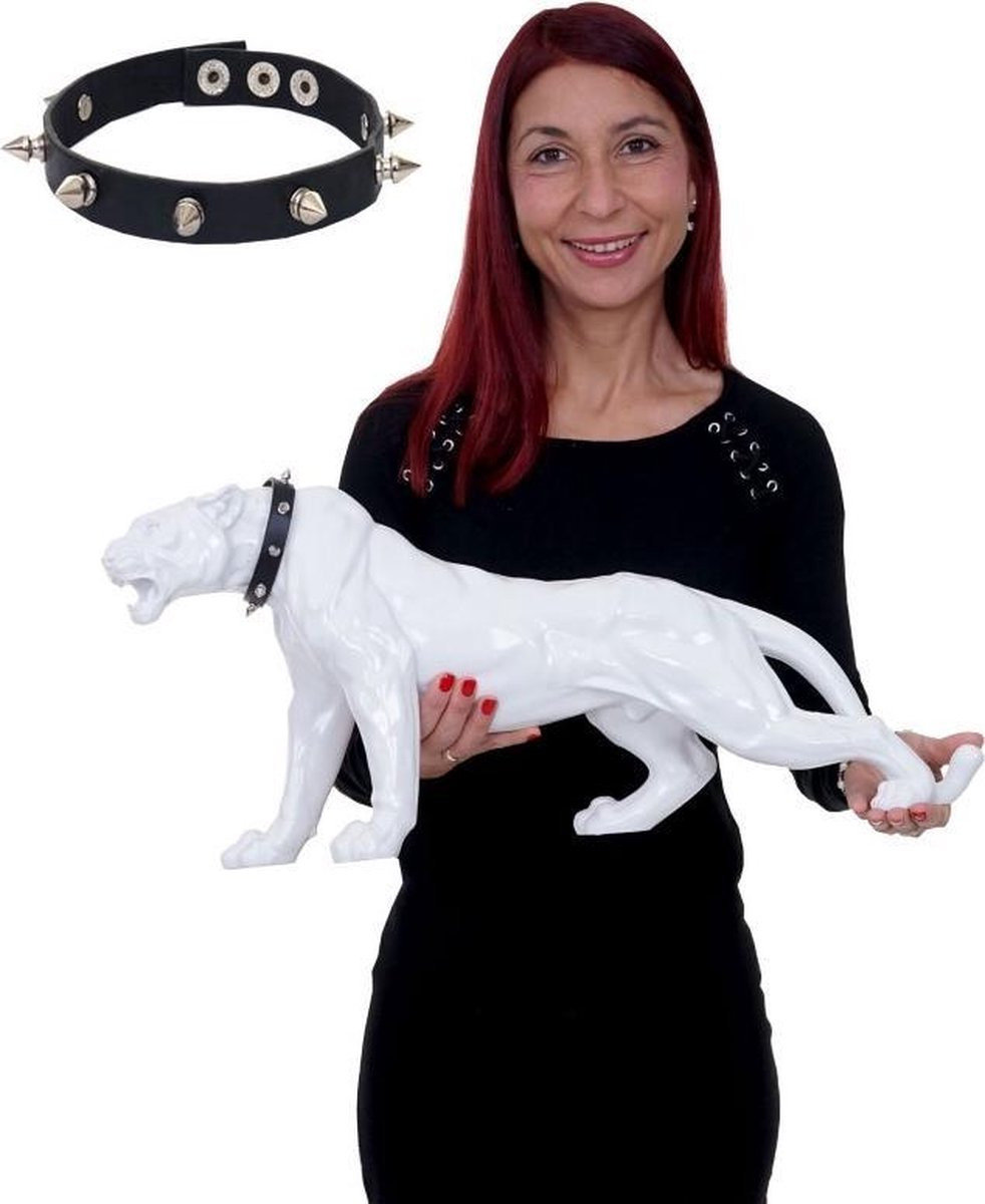 Panter Luipaard decoratiebeeld wit 59 cm