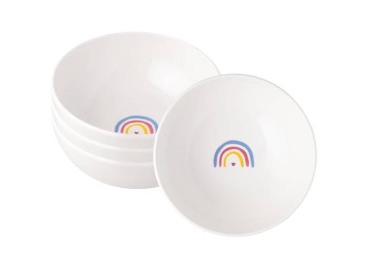 Villeroy & Boch With Love Müslischalen Be Happy 4er Set, 590 ml, Vielseitige Schalen für Suppe, Salat und Ramen, Premium Porzellan, spülmaschinen- & mikrowellengeeignet