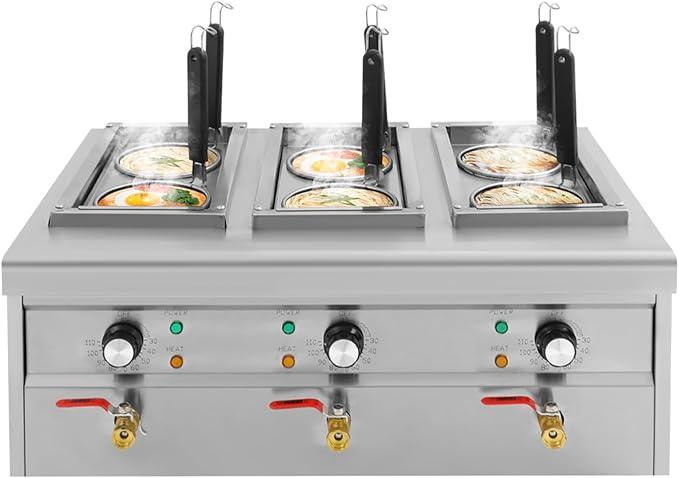 Profi Gastro Nudelkocher, 6 Körbe Edelstahl Pastakocher, 2,5kw Elektrischer Gewerblicher Pastakocher, 30-110 ? Temperatur Pasta Kocher, für Restaurants, Mobilen Imbisswagen und Snackbars