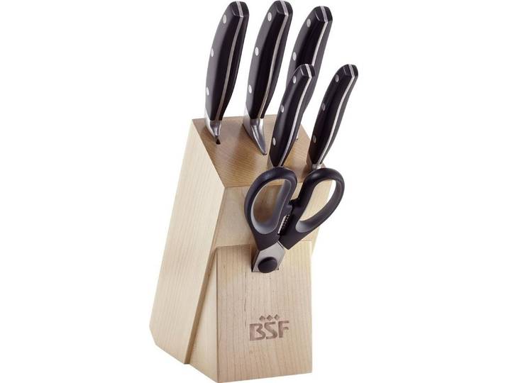 BSF Messerblock BSF Daytona Messerblockset, 7-tlg Schwarz Beige Natur (7tlg)