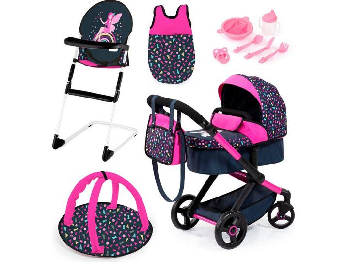 Bayer Kombi-Puppenwagen Xeo Deluxe, schwarz, (Set)