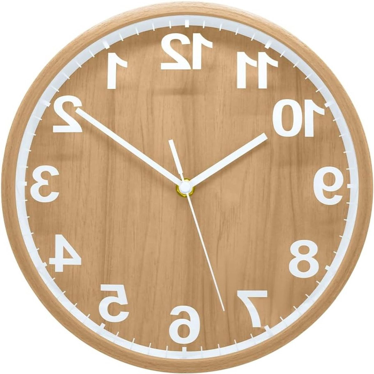 SnelShoppen Houten Wandklok met Grote Cijfers - Modern Design - 25 cm