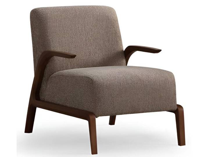 JVmoebel Sessel Brauner Stoffsessel Modern Stilvoll Minimalistisch Holzdetails (1-St), Made in Europa