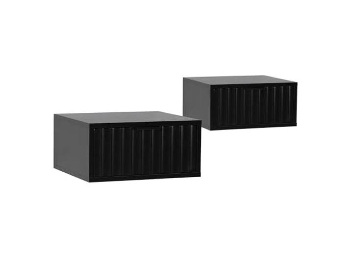 HOMN LIVING 2er-Set Schwebende nachttische Lluvia 1 schublade Schwarze, 40 cm (Breite) 35 cm (Tiefe) 19 cm (Höhe)