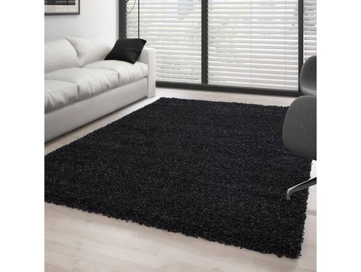 Ayyildiz - Tapis Shaggy pile longue couleur unique ANTHRACITE - (160x230 cm)