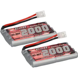 2x Akku RC-Pack 9,6V 2000mAh AA Mignon L4x2 XCell Ni-MH Racing Pack Tamiya