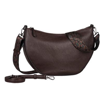 Umhängetasche GABOR "Linda", Damen, Gr. B/H/T: 34cm x 25cm x 9,5cm, braun (dunkelbraun), Polyurethan, unifarben, Taschen Umhängetasche, Damen Umhängetasche, Handtasche, Tragetasche mit Logoprägung