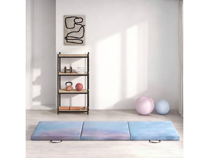 HOMCOM Tapis Gym Pliable 180x60x5cm Synthétique Gris