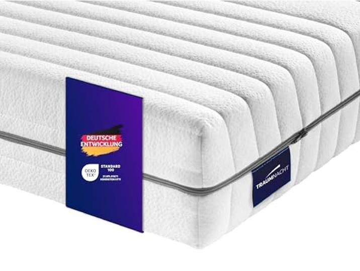 Traumnacht Komfort 7-Zonen 500er Tonnentaschenfederkernmatratze mit Viskose Bezug Härtegrad H3 (mittelfest) - bis 100 kg, 100x200cm, Öko-Tex zertifiziert, produziert nach deutschem Qualitätsstandard