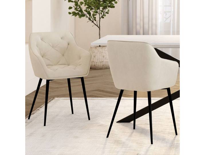 IDMARKET Lot de 2 chaises de salle à manger LYA en velours beige