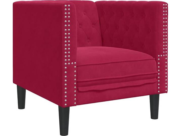 vidaXL Fauteuil Chesterfield velours rouge vin